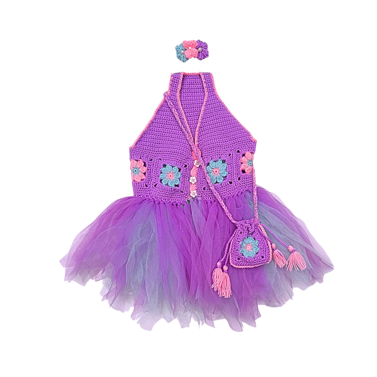 LAVENDER FLUFFY FAIRY CROCHET DRESS FOR DOGS AND CATS