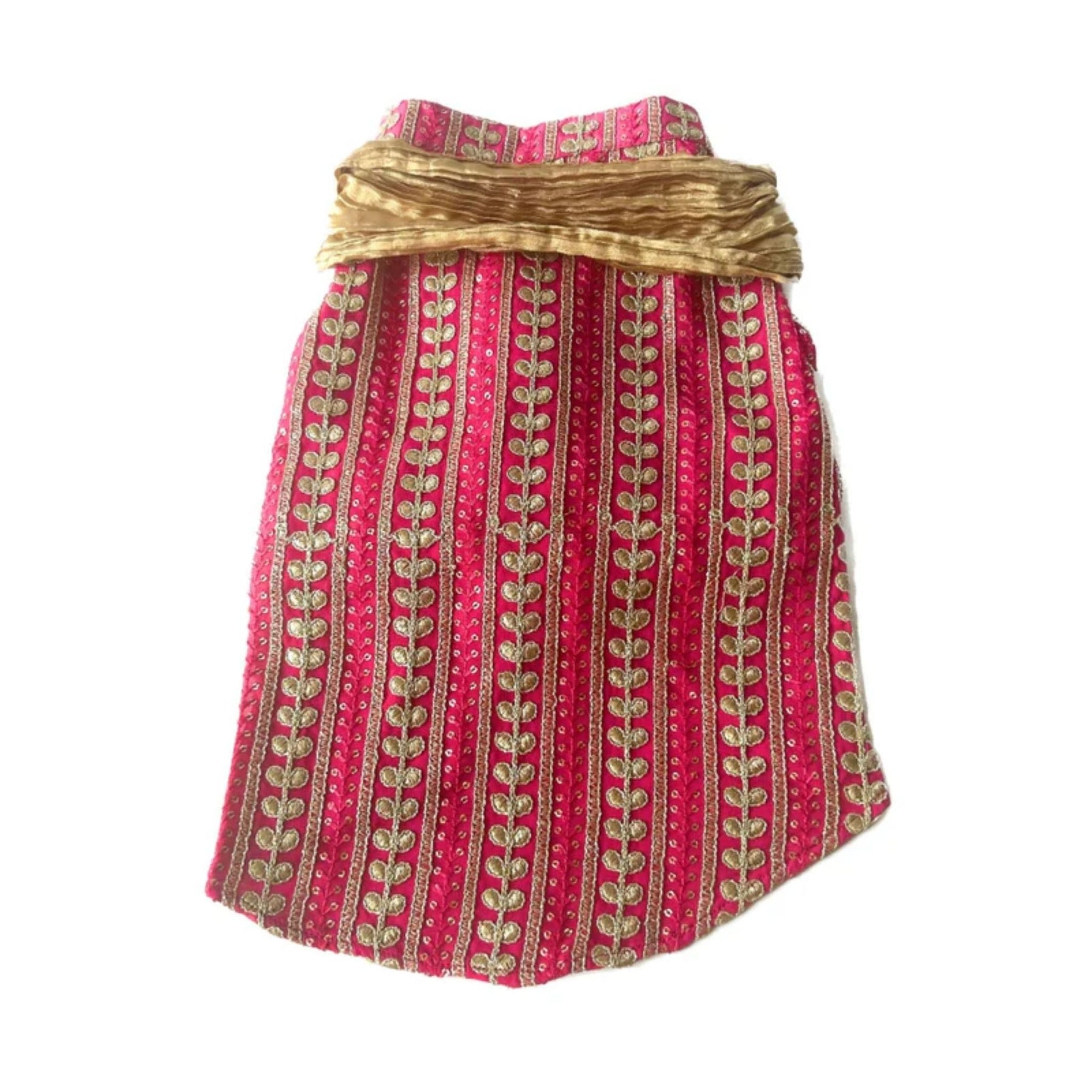 FUCHSIA LEAF DOG KURTA + PINK WOOF PAW RAKHI FOR DOGS AND CATS