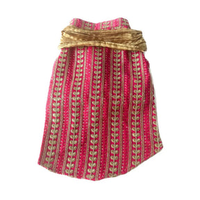 FUCHSIA LEAF DOG KURTA + PINK WOOF PAW RAKHI FOR DOGS AND CATS