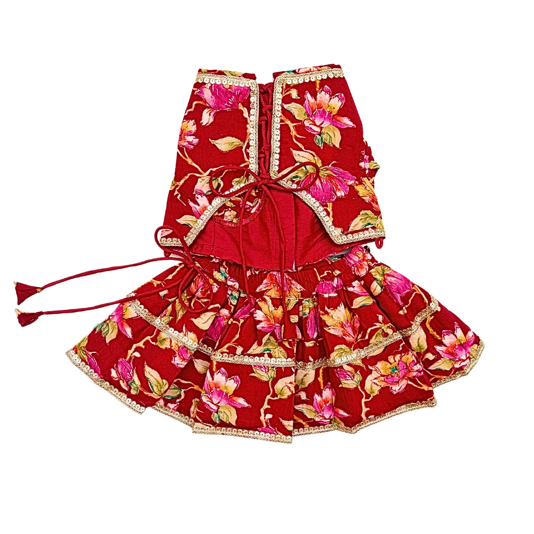 PHOOLJAAL SCARLET LEHENGA FOR DOGS AND CATS