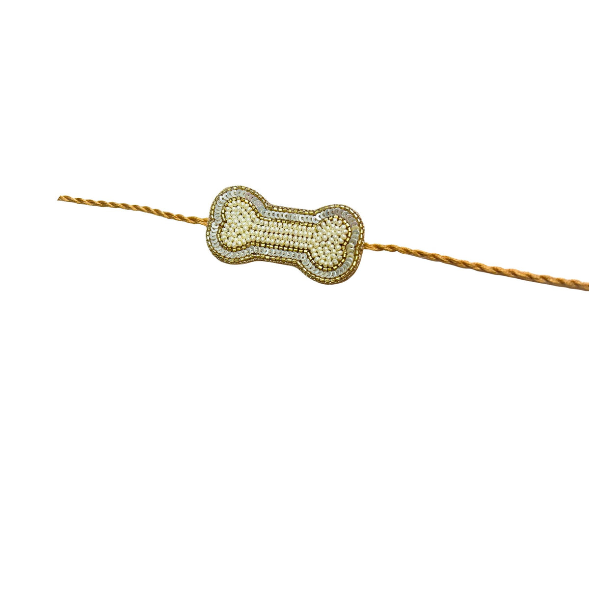 SILVER PEARL GOLD BONE RAKHI FOR DOGS AND CATS