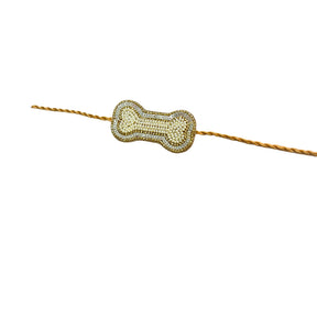 SILVER PEARL GOLD BONE RAKHI FOR DOGS AND CATS
