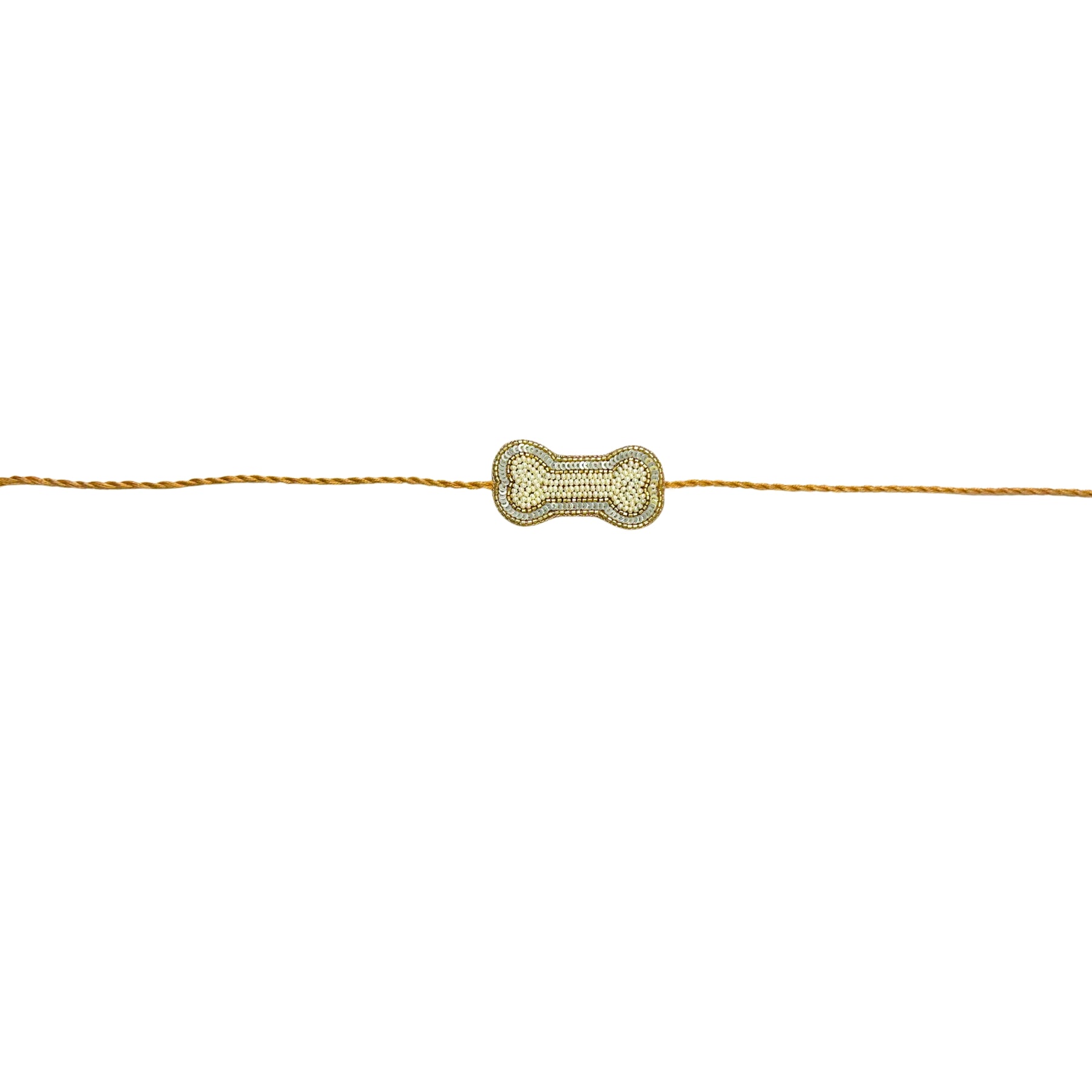 OFF-WHITE PEARL GOLD BONE RAKHI FOR DOGS AND CATS