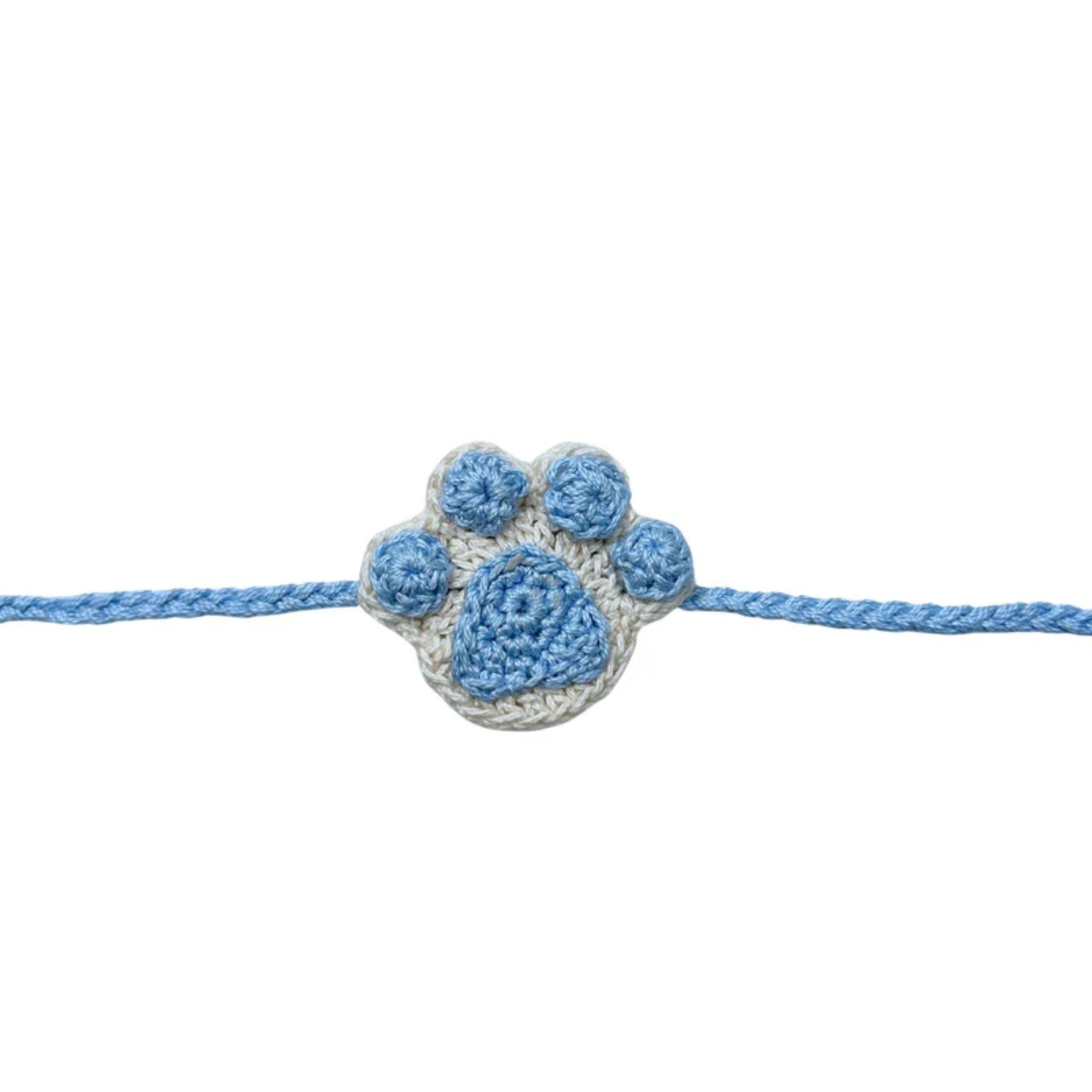 IVORY THREAD GUL SHERWANI + SKY BLUE CROCHET PAW RAKHI FOR DOGS AND CATS