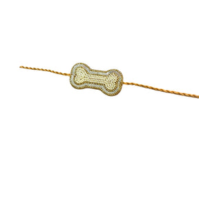 OFF-WHITE PEARL GOLD BONE RAKHI FOR DOGS AND CATS