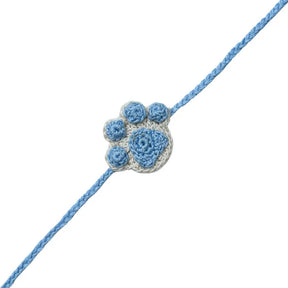 IVORY THREAD GUL SHERWANI + SKY BLUE CROCHET PAW RAKHI FOR DOGS AND CATS