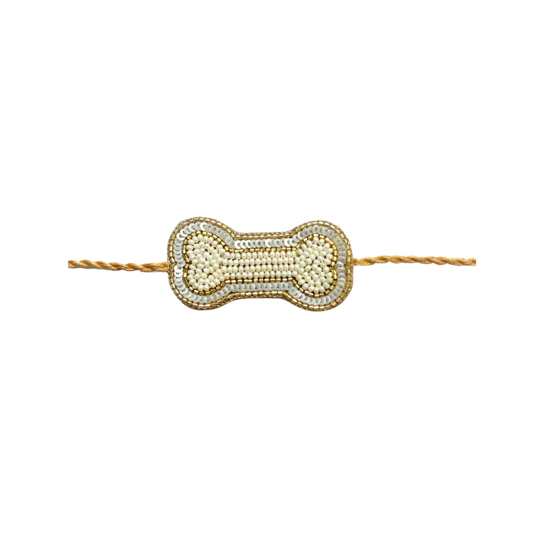 OFF-WHITE PEARL GOLD BONE RAKHI FOR DOGS AND CATS