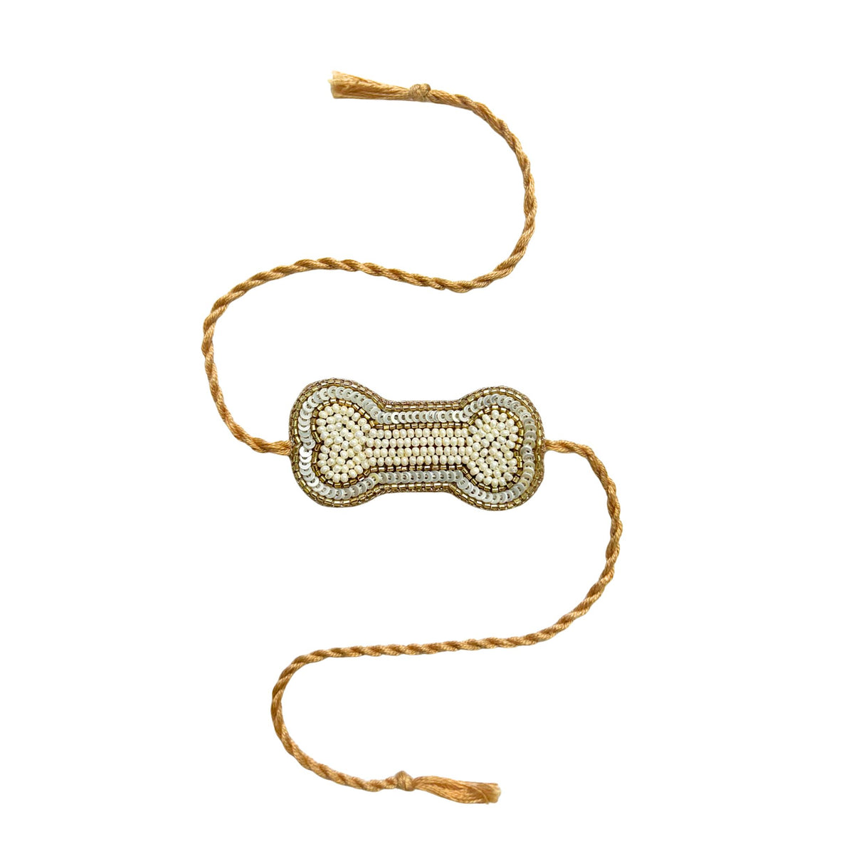 SILVER PEARL GOLD BONE RAKHI FOR DOGS AND CATS
