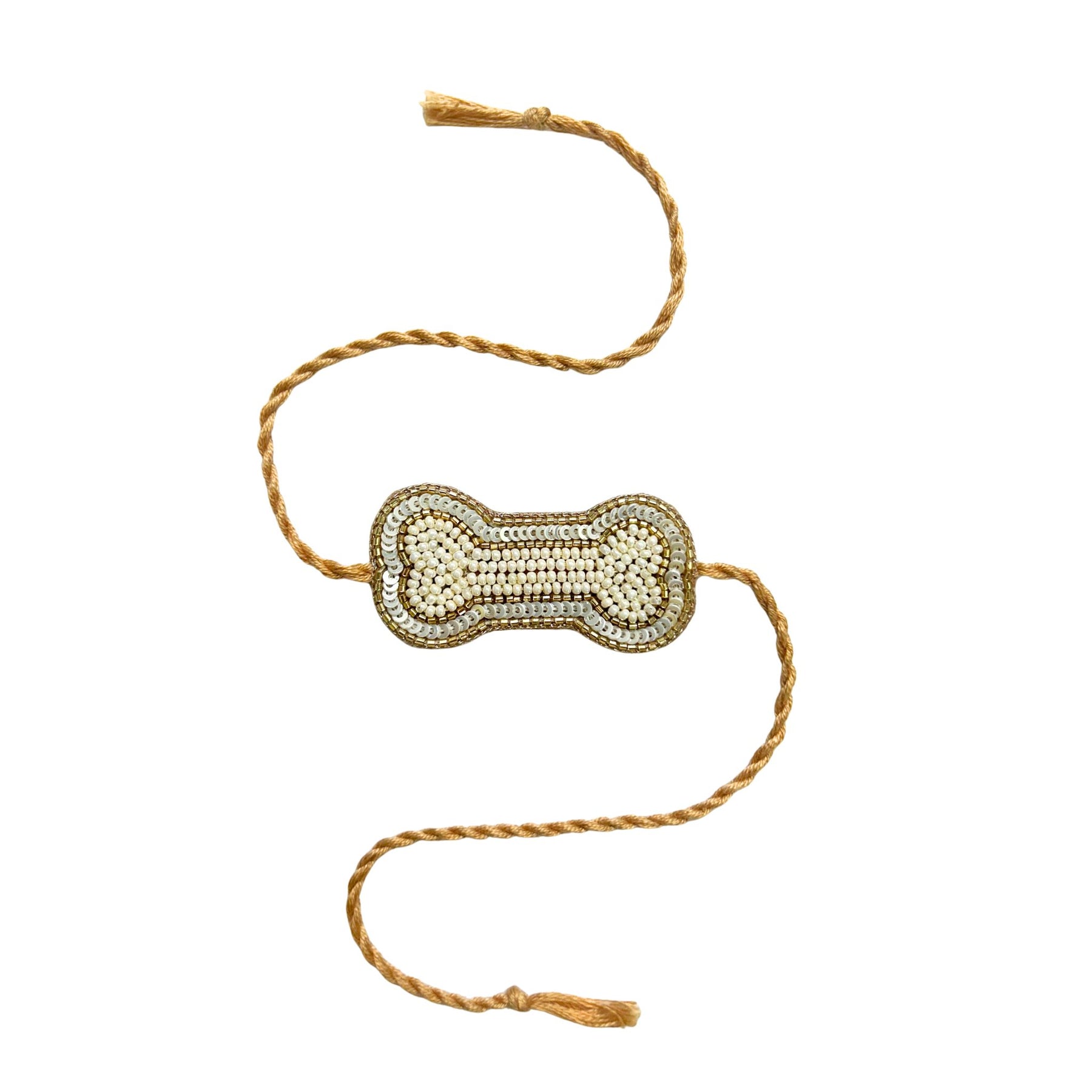 SILVER PEARL GOLD BONE RAKHI FOR DOGS AND CATS