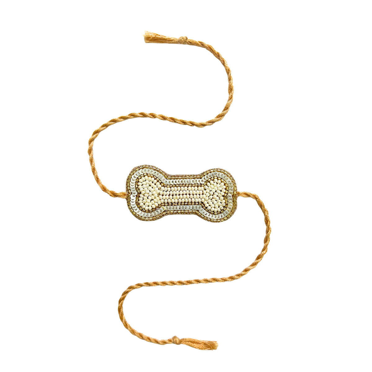 OFF-WHITE PEARL GOLD BONE RAKHI FOR DOGS AND CATS