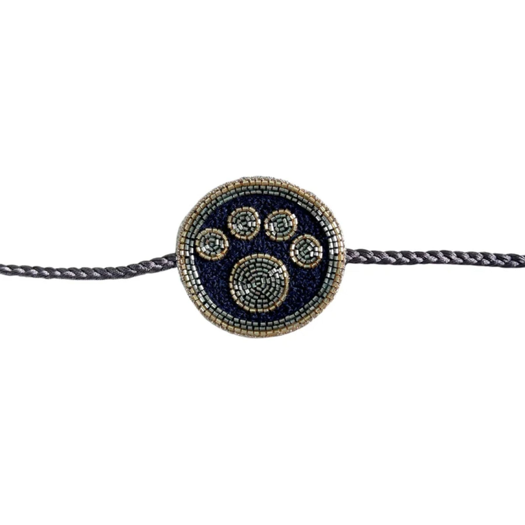 BLACK BROCADE BOW DOG SHERWANI + NAVY BLUE PAW RAKHI FOR DOGS AND CATS