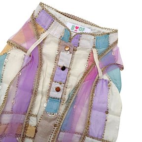 OFF-WHITE MULTICOLOURED STRIPE KURTA FOR DOGS AND CATS