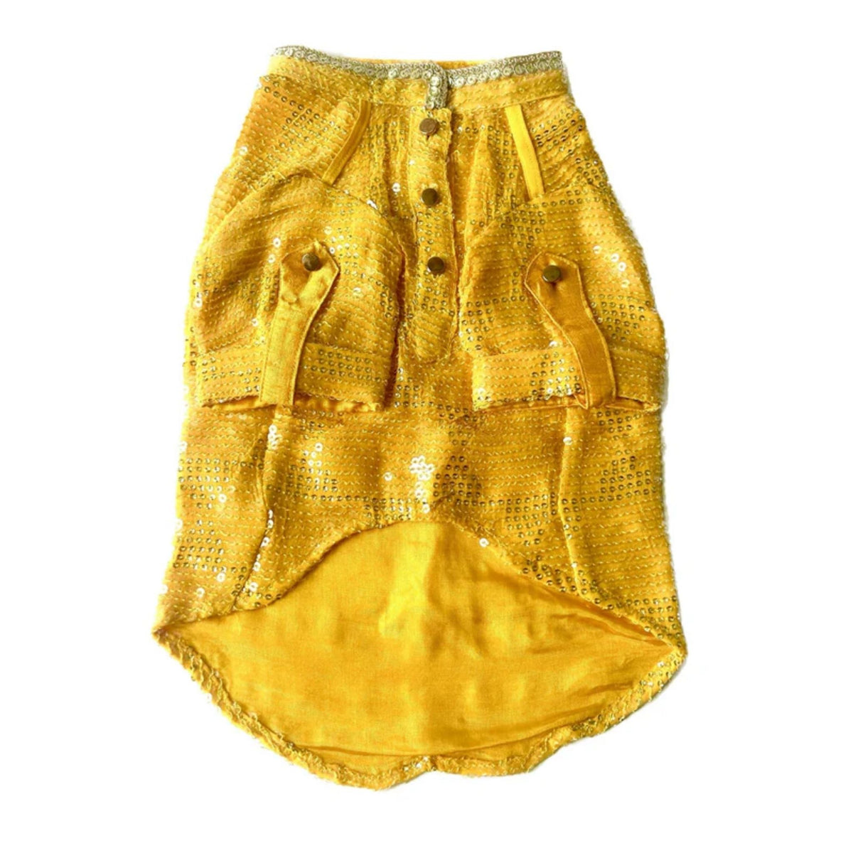 YELLOW SEQUINS DOG KURTA + YELLOW PAW-SOME RAKHI FOR DOGS AND CATS