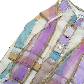 OFF-WHITE MULTICOLOURED STRIPE KURTA FOR DOGS AND CATS