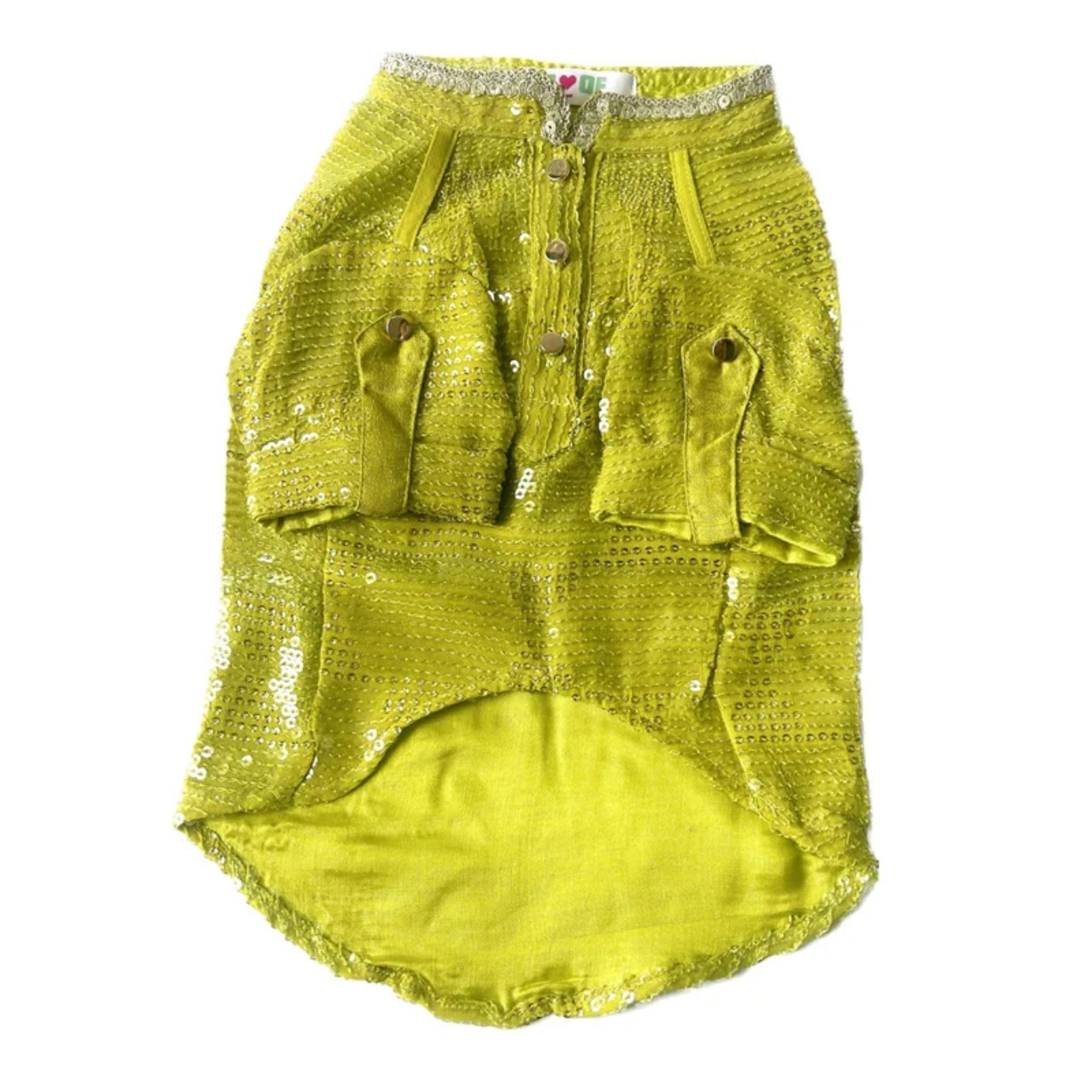 LIGHT GREEN SEQUINS DOG KURTA + GREEN FETCH BALL RAKHI FOR DOGS AND CATS
