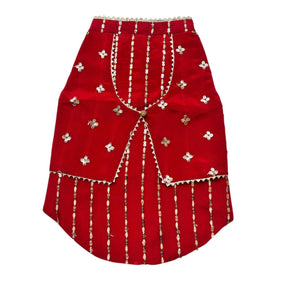 RED FESTIVE ZARI BUTI SHERWANI + RED PAW RAKHI FOR DOGS AND CATS