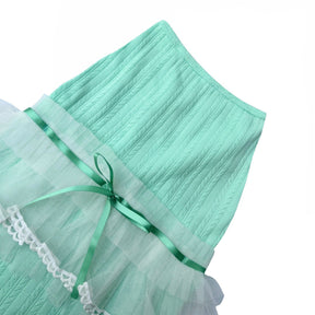 GREEN CUTE RIBBON FRILL DOG DRESS