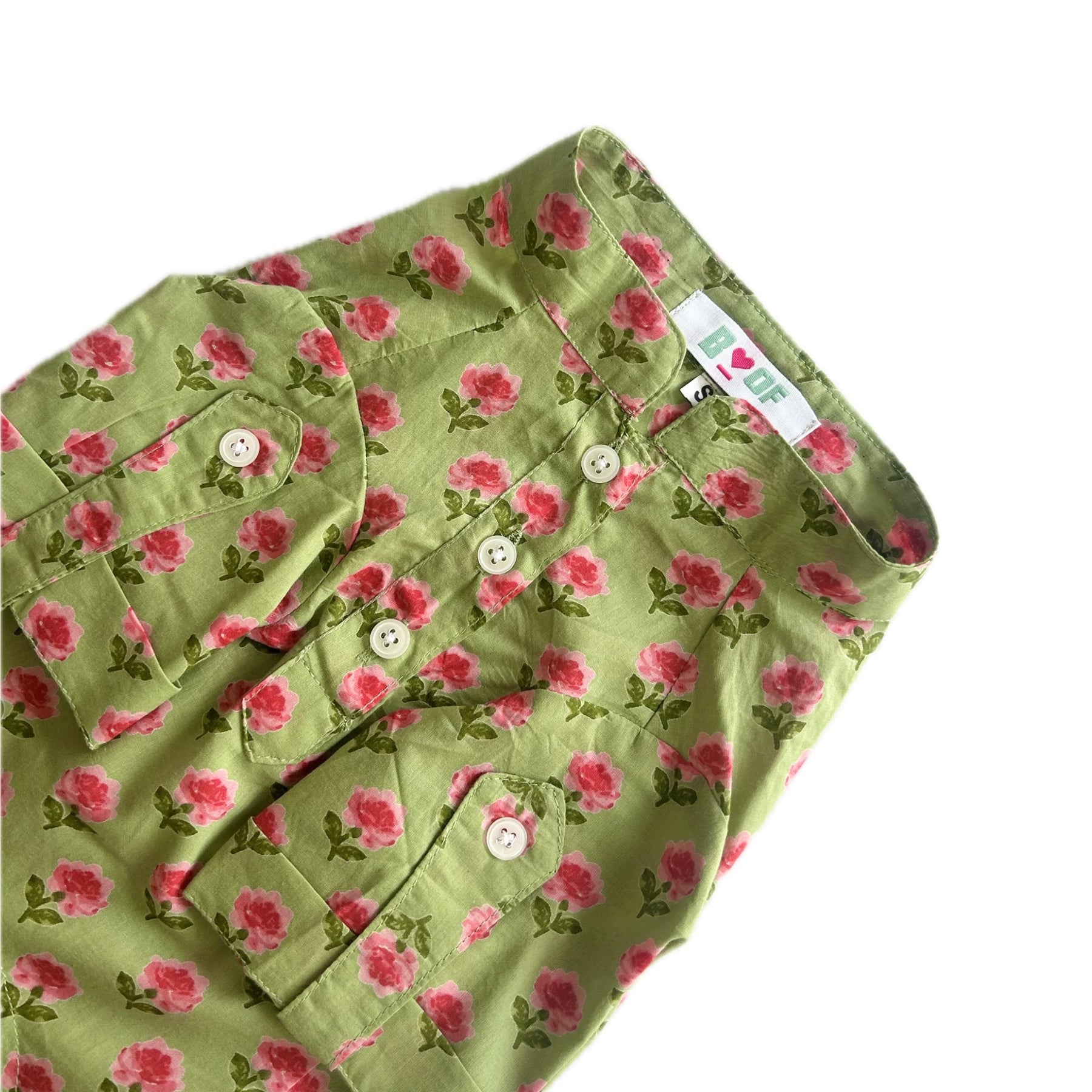 GREEN COTTON GULAB DOG KURTA