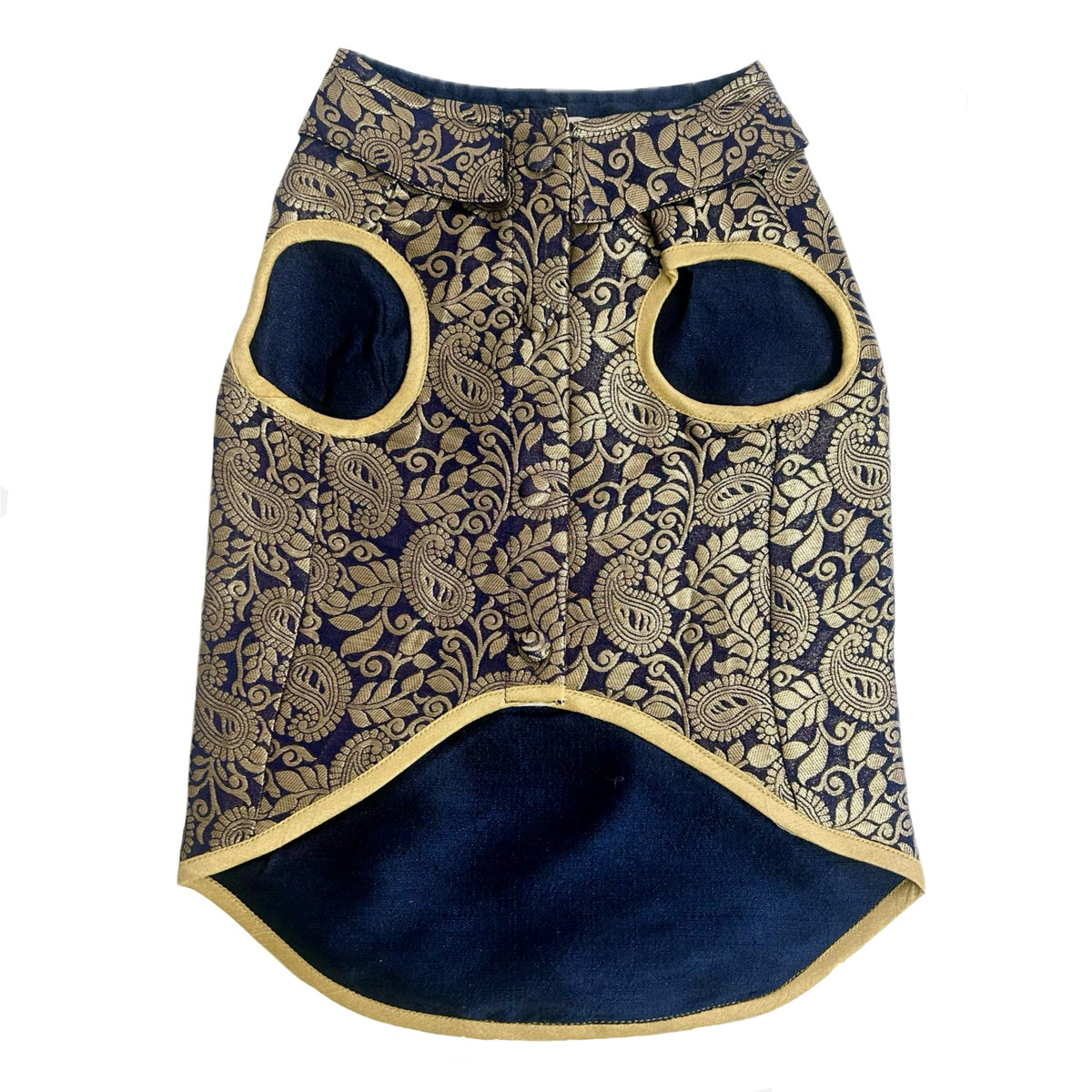 NAVY GOLD PAISLEY BROCADE DOG WAISTCOAT