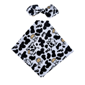 MOO BANDANA WITH BOW FOR DOGS AND CATS