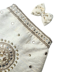 HAND EMBROIDERED MIRROR WORK OFF-WHITE DOG SHERWANI