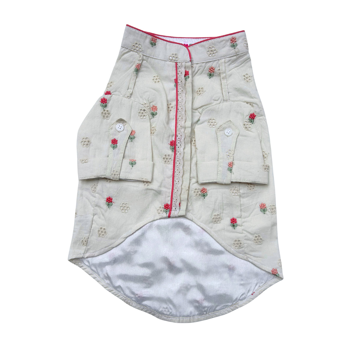 PINK LACE FLORAL EMBROIDERED KURTA FOR DOGS AND CATS