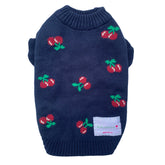 NAVY BLUE CHARMING CHERRY DOG SWEATER