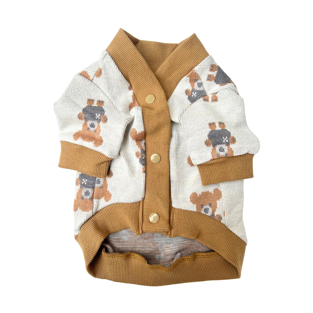 OFFWHITE TEDDY SHAWL COLLAR DOG CARDIGAN