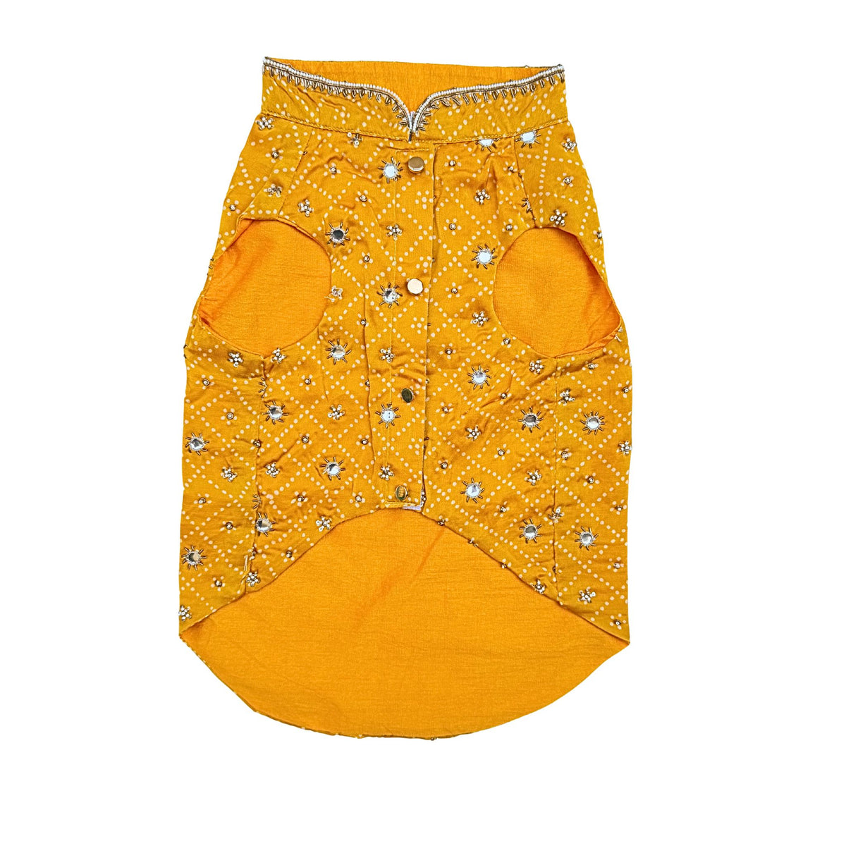YELLOW BANDHANI PEARL HAND EMBROIDERED SHERWANI FOR DOGS AND CATS