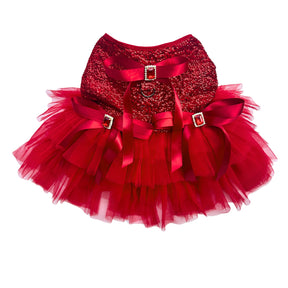 RED SEQUINS GEMSTONE DOG DRESS