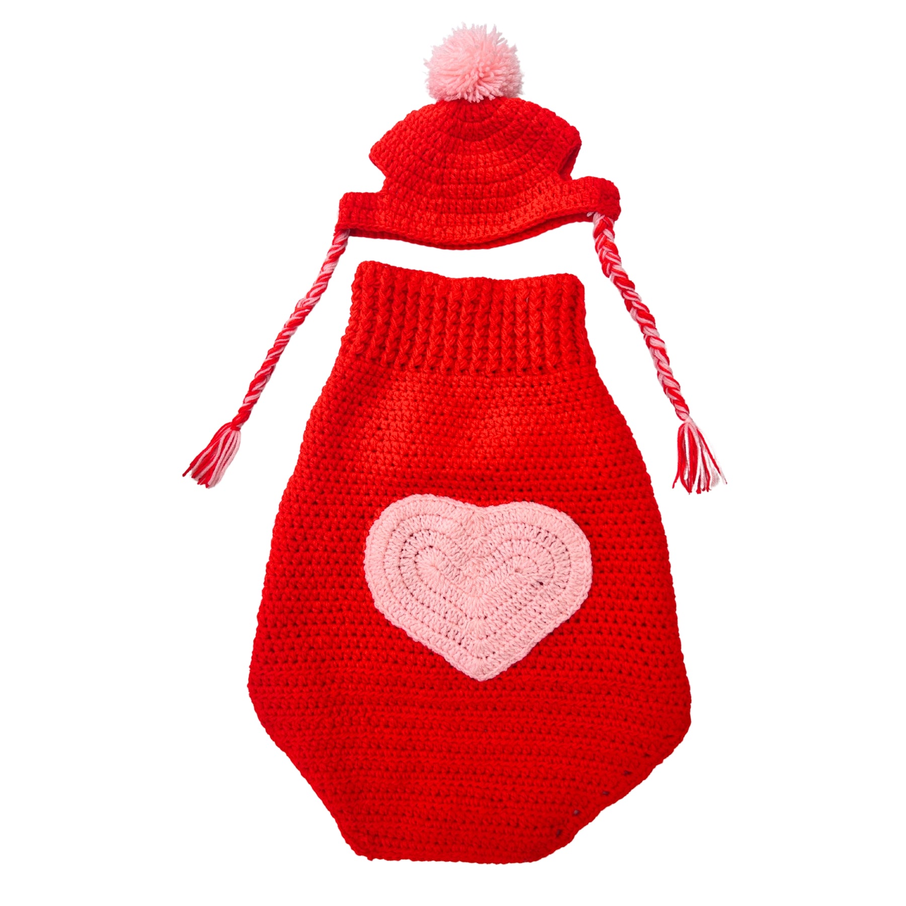 CROCHET HEART VALENTINE DOG SWEATER