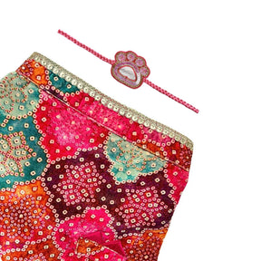 RANGREZ RANI VELVET SHERWANI + PINK PAW-SOME RAKHI FOR DOGS AND CATS