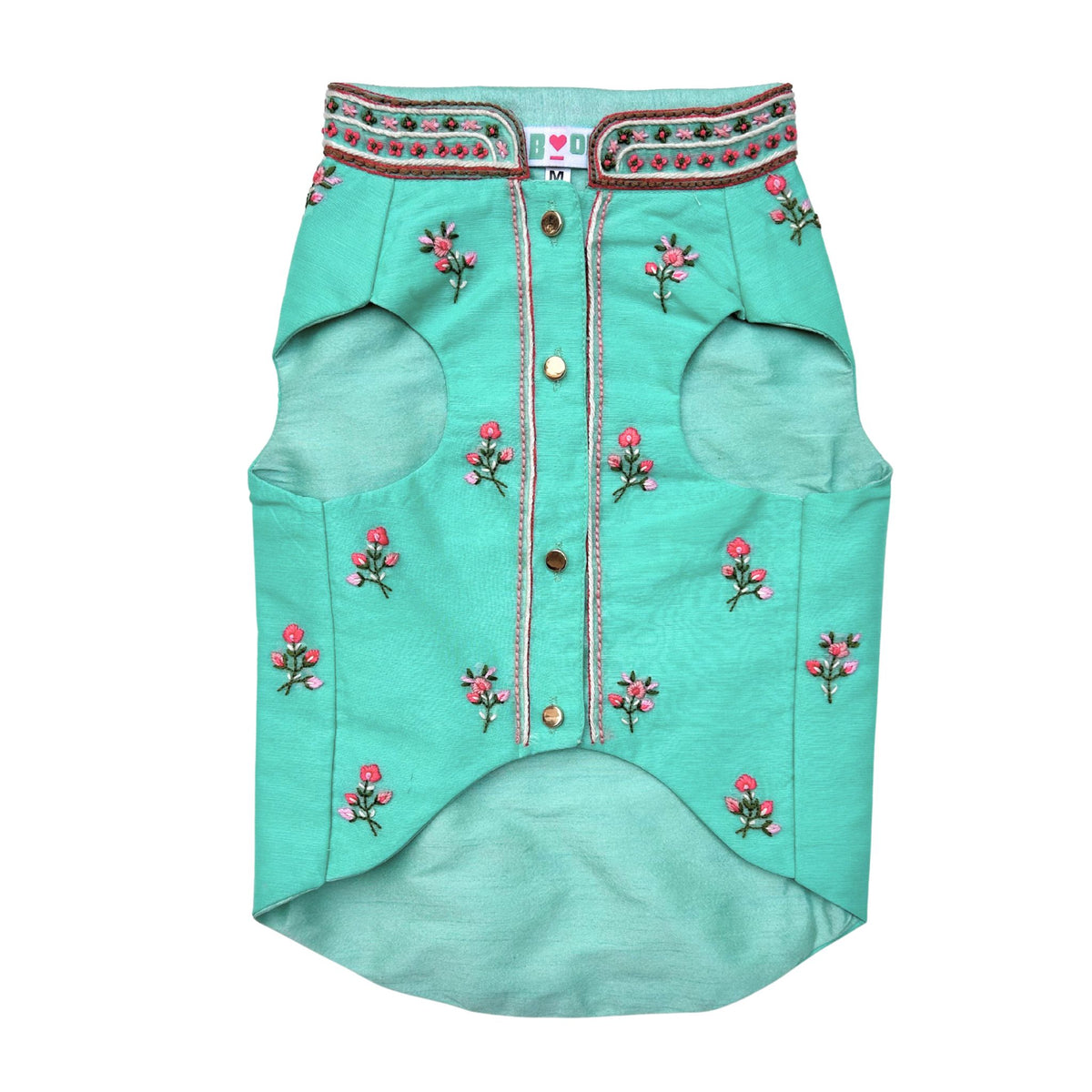 GULDASTA THREAD EMBROIDERED TEAL SHERWANI FOR DOGS AND CATS