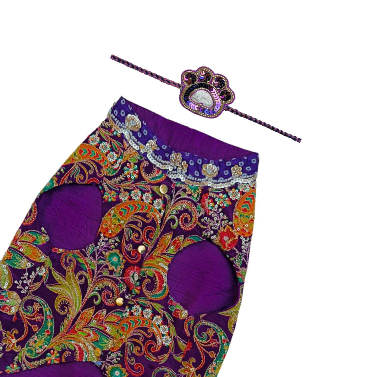 LITTLE NAWAB PURPLE SHERWANI + LILAC PAW-SOME RAKHI FOR DOGS AND CATS