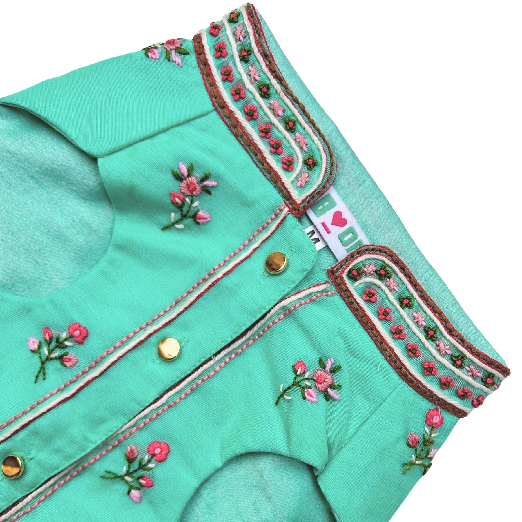 GULDASTA THREAD EMBROIDERED TEAL SHERWANI FOR DOGS AND CATS