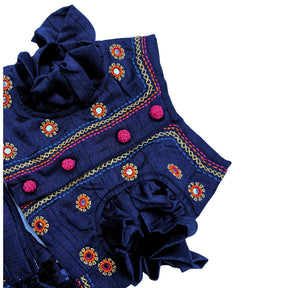 NAVY BLUE NAVRATRI KUTCH HAND EMBROIDERED LEHENGA FOR DOGS AND CATS