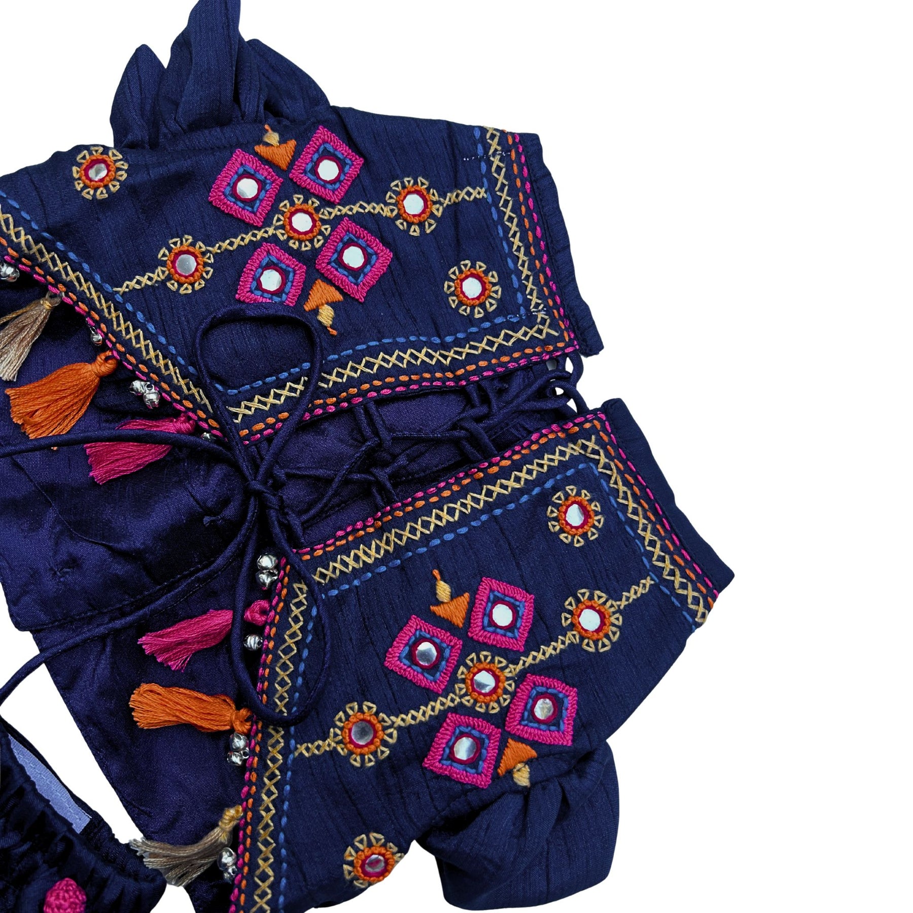NAVY BLUE NAVRATRI KUTCH HAND EMBROIDERED LEHENGA FOR DOGS AND CATS
