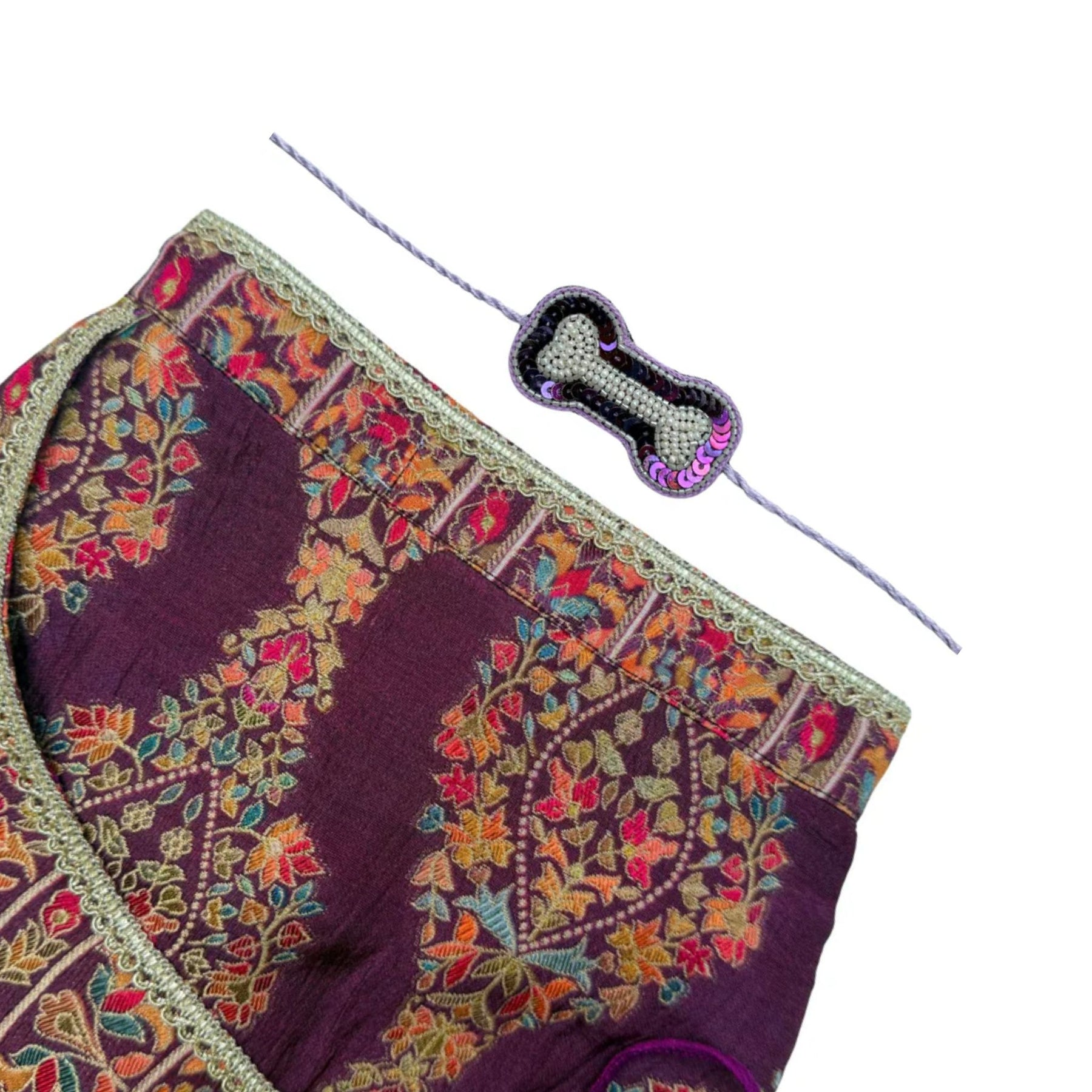 SABHYA PURPLE SHERWANI + PURPLE PEARL RAKHI FOR DOGS AND CATS