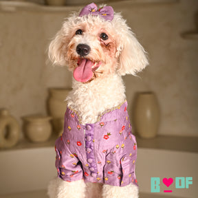 SUNSET PURPLE FLOWER EMBROIDERED DOG KURTA
