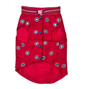 DARK MAGENTA KUTCH HAND EMBROIDERED SHERWANI FOR DOG AND CATS