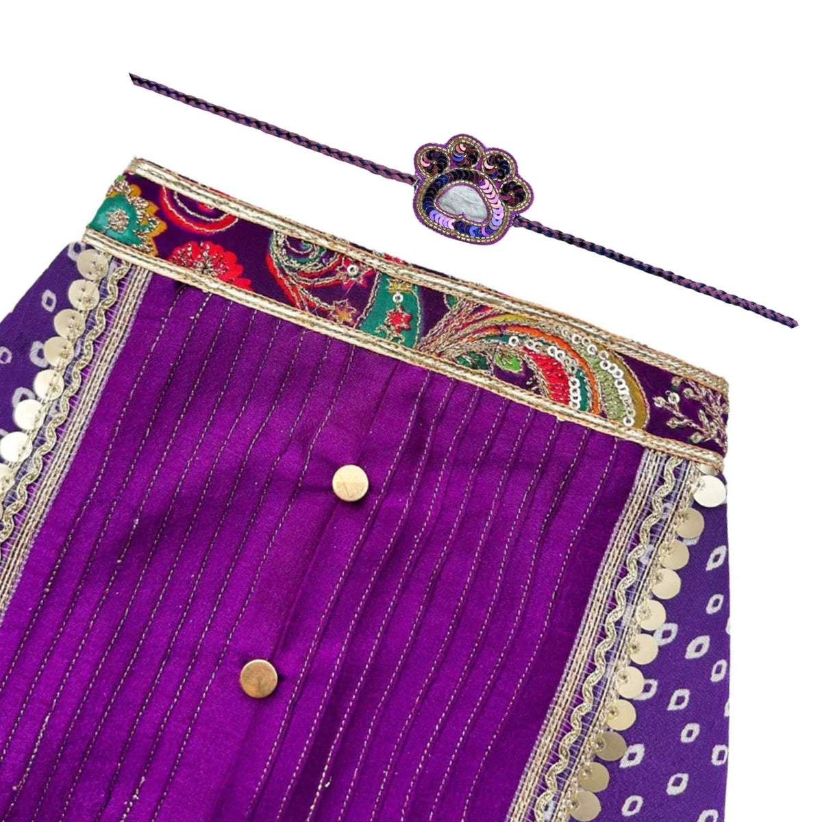 PURPLE BANDHANI SHERWANI + LILAC PAW-SOME RAKHI FOR DOGS AND CATS