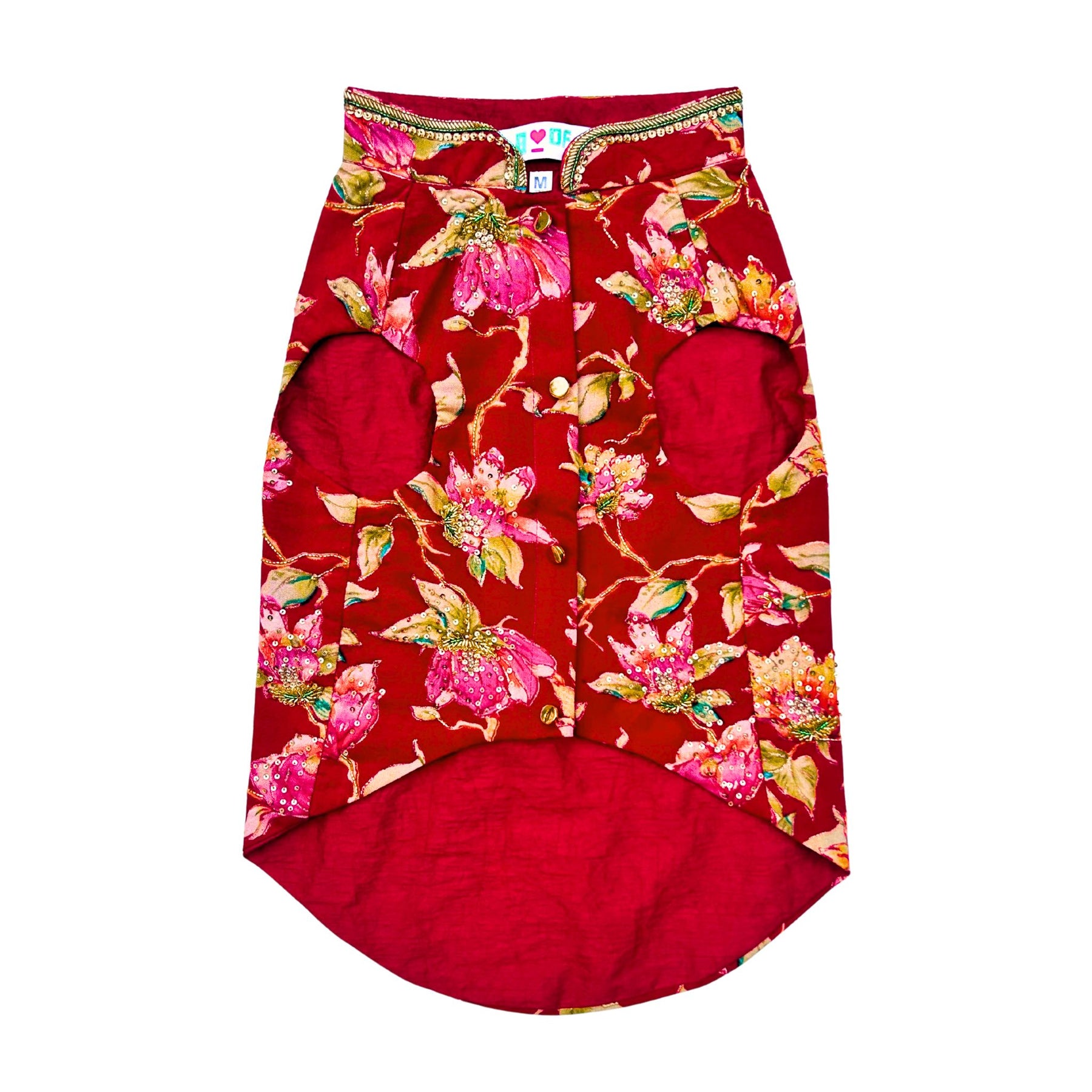 PHOOLJAAL HAND EMBROIDERED SCARLET SHERWANI FOR DOGS AND CATS