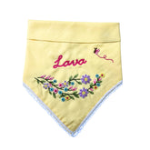 YELLOW FLOWER HAND EMBROIDERED BANDHANA FOR DOGS AND CATS