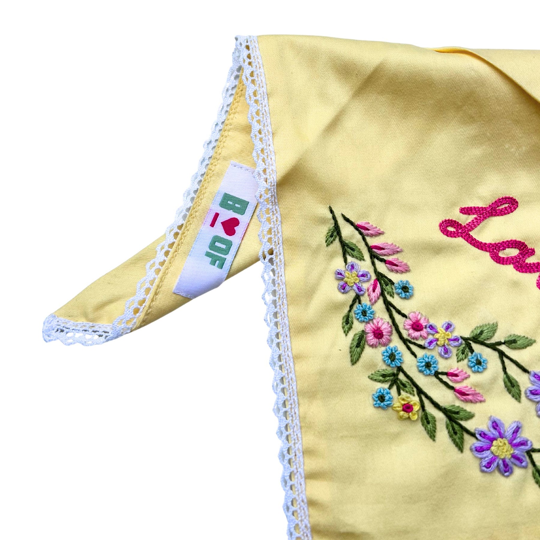 YELLOW FLOWER HAND EMBROIDERED BANDHANA FOR DOGS AND CATS