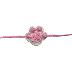 BLUSH PINK OFF-WHITE EMBROIDERY SHERWANI + BABY PINK CROCHET PAW RAKHI FOR DOGS AND CATS