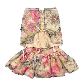 BEIGE GULNOOR PRINTED HAND EMBROIDERED LEHENGA FOR DOGS AND CATS