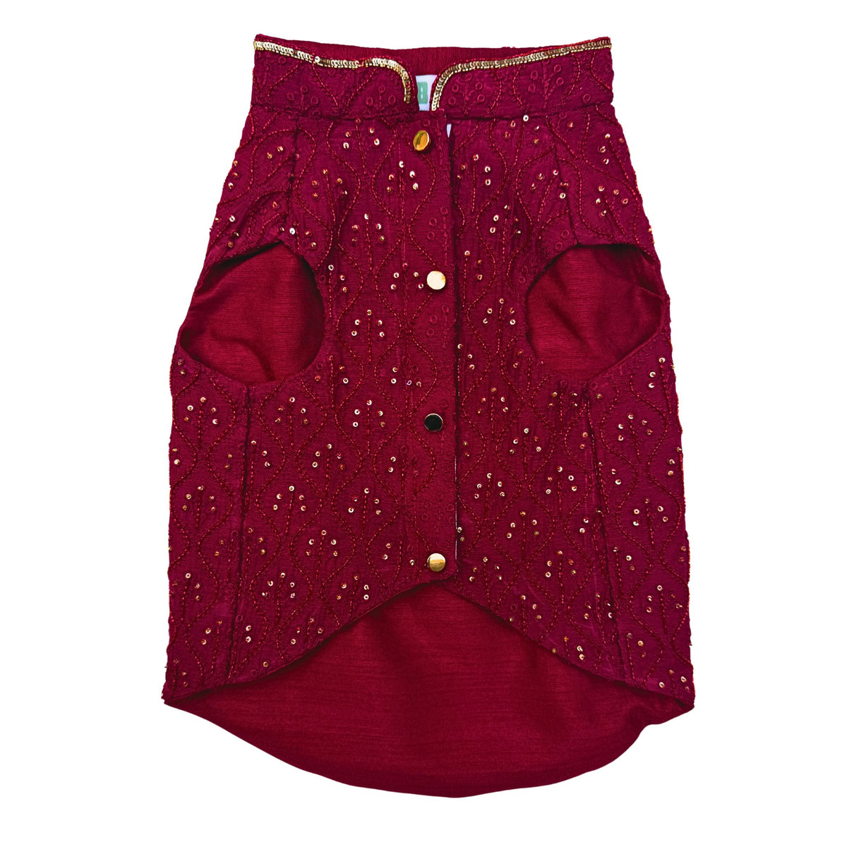 DARK MAROON BEADED FLOWER HAND EMBROIDERED SHERWANI FOR DOGS AND CATS