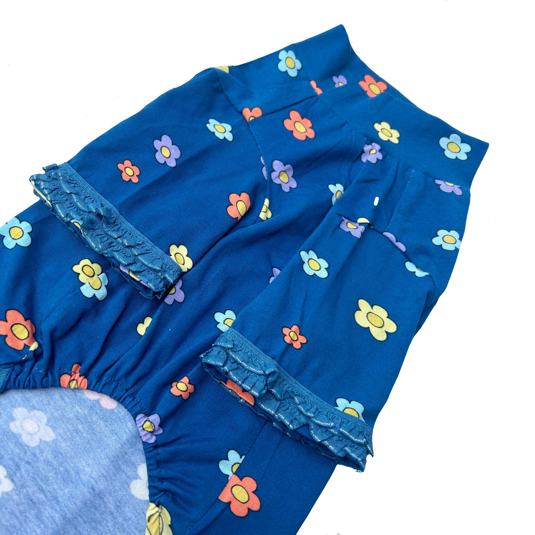 BLUE FLORAL FRILL TEE