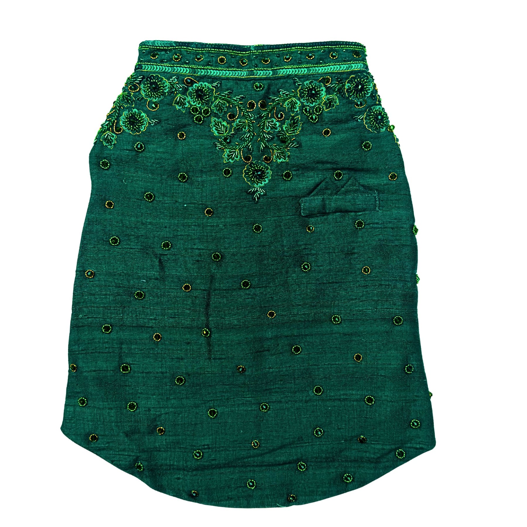 EMERALD GREEN GOLD STONE WORK SHERWANI FOR DOGS AND CATS