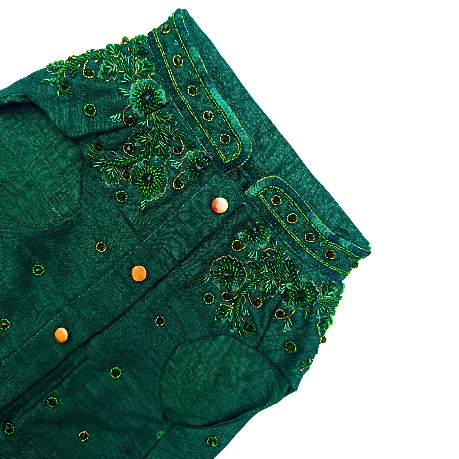 EMERALD GREEN GOLD STONE WORK SHERWANI FOR DOGS AND CATS